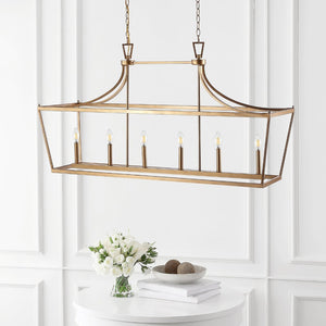 Safavieh ARORIS, 6-Light Extendable Pendant Light Fixture for Modern Homes – Adjustable Height & Stylish Design Gold PND4093C