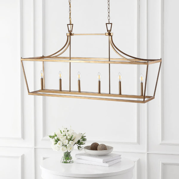 Safavieh ARORIS, 6-Light Extendable Pendant Light Fixture for Modern Homes – Adjustable Height & Stylish Design Gold PND4093C
