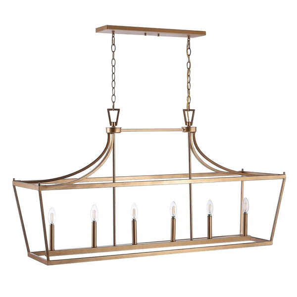 Safavieh ARORIS, 6-Light Extendable Pendant Light Fixture for Modern Homes – Adjustable Height & Stylish Design Gold PND4093C