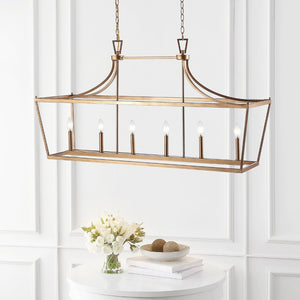 Safavieh ARORIS, 6-Light Extendable Pendant Light Fixture for Modern Homes – Adjustable Height & Stylish Design Gold PND4093C