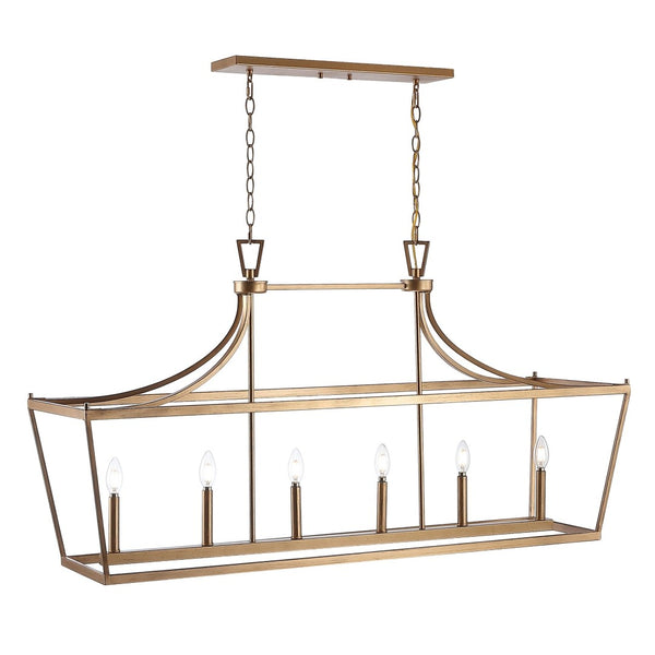 Safavieh ARORIS, 6-Light Extendable Pendant Light Fixture for Modern Homes – Adjustable Height & Stylish Design Gold PND4093C