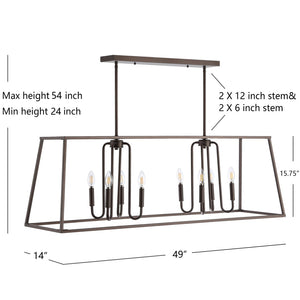 Safavieh ONIA, 8-Light Extendable Pendant in Oil Rub Bronze Iron - Elegant Illumination for Any Space PND4095A