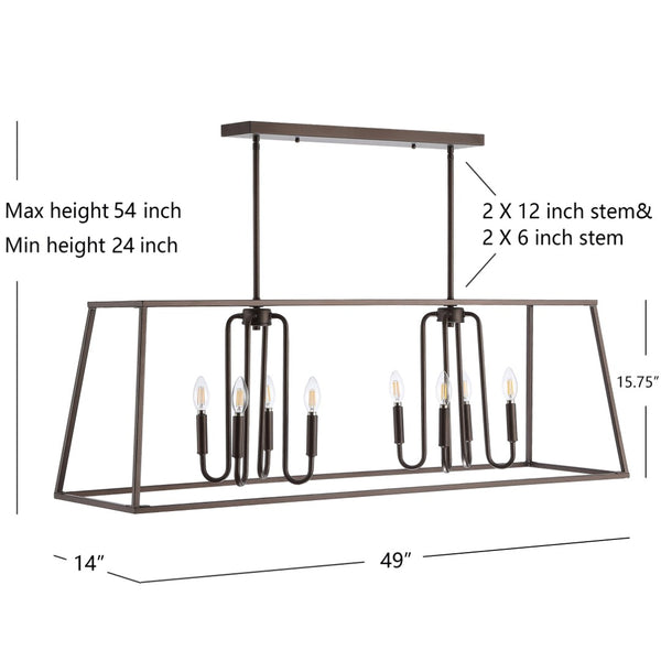 Safavieh ONIA, 8-Light Extendable Pendant in Oil Rub Bronze Iron - Elegant Illumination for Any Space PND4095A