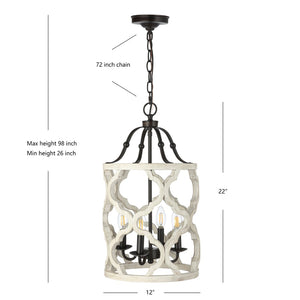 Safavieh QUINBY, Extendable 4-Light Pendant in Oil-Rubbed Bronze with Rustic Wood Accents for Any Space PND4098A