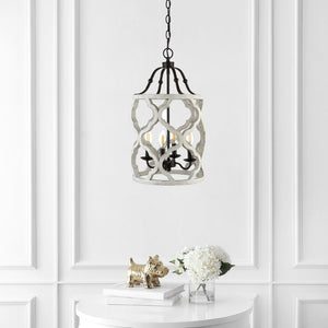 Safavieh QUINBY, Extendable 4-Light Pendant in Oil-Rubbed Bronze with Rustic Wood Accents for Any Space PND4098A