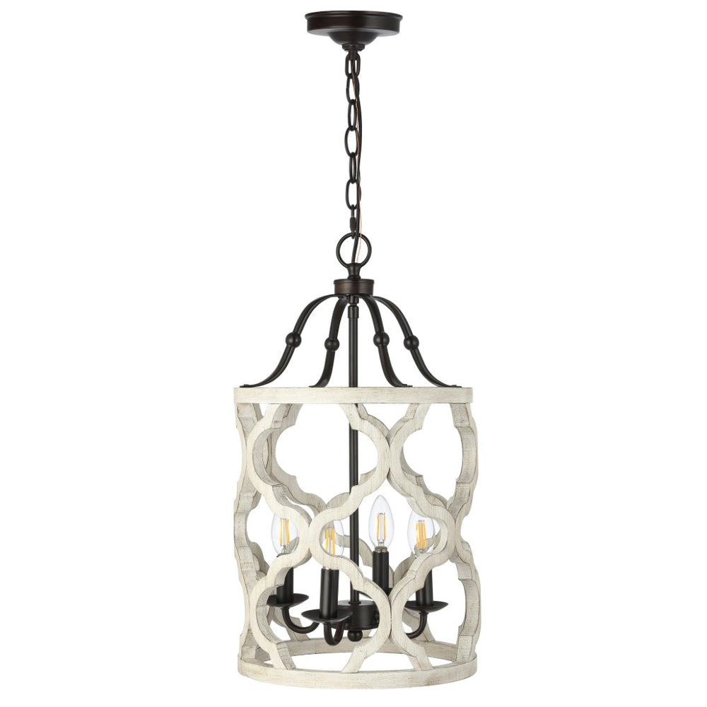Safavieh QUINBY, Extendable 4-Light Pendant in Oil-Rubbed Bronze with Rustic Wood Accents for Any Space PND4098A