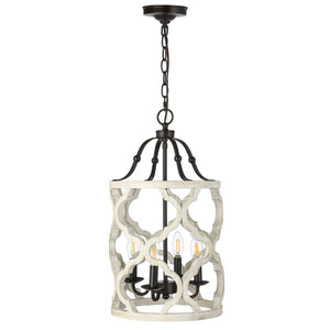 Safavieh QUINBY, Extendable 4-Light Pendant in Oil-Rubbed Bronze with Rustic Wood Accents for Any Space PND4098A