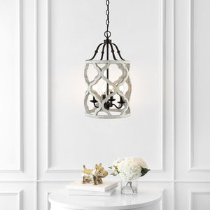 Safavieh QUINBY, Extendable 4-Light Pendant in Oil-Rubbed Bronze with Rustic Wood Accents for Any Space PND4098A
