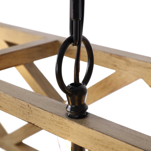 Safavieh QUENTIN, 8-Light Extendable Pendant – Black Wood & Iron, Stylish Fixture for Dining & Living Spaces PND4100A