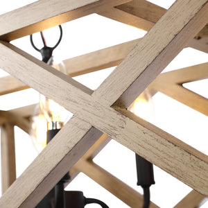 Safavieh QUENTIN, 8-Light Extendable Pendant – Black Wood & Iron, Stylish Fixture for Dining & Living Spaces PND4100A