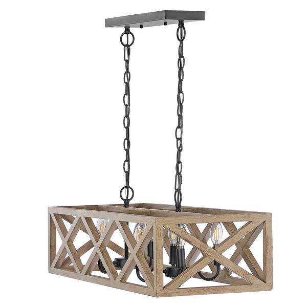 Safavieh QUENTIN, 8-Light Extendable Pendant – Black Wood & Iron, Stylish Fixture for Dining & Living Spaces PND4100A