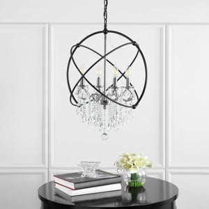 Safavieh SABINA, Extendable 4-Light Pendant - Elegant Bronze & Crystal Design for Dining & Living Spaces PND4101A
