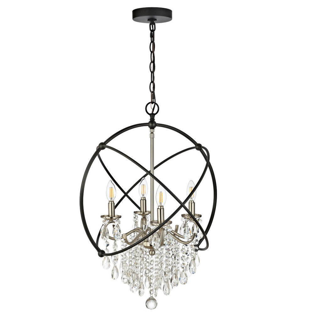 Safavieh SABINA, Extendable 4-Light Pendant - Elegant Bronze & Crystal Design for Dining & Living Spaces PND4101A