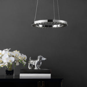 Safavieh MESSON, Modern 14-Inch Chrome LED Pendant Light - Adjustable, Sleek Design for Elegant Interiors PND4102A