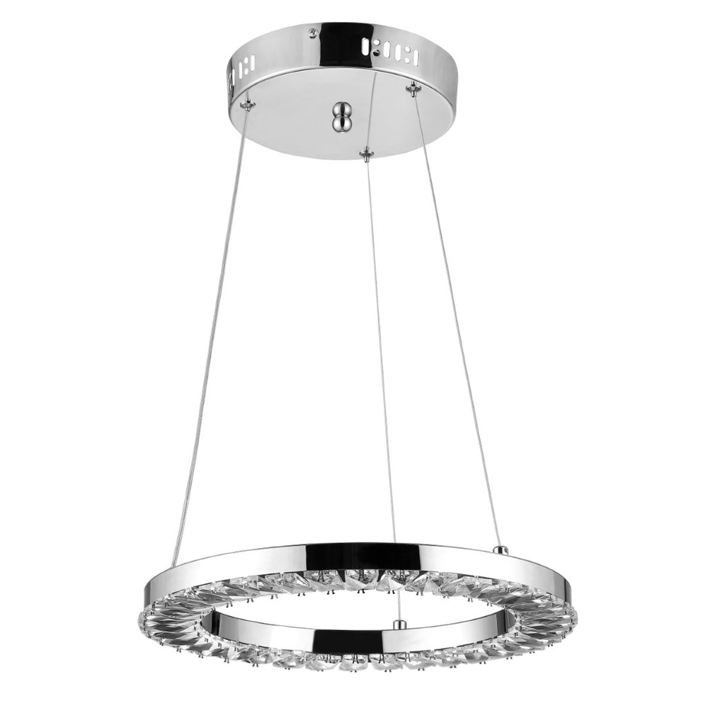 Safavieh MESSON, Modern 14-Inch Chrome LED Pendant Light - Adjustable, Sleek Design for Elegant Interiors PND4102A