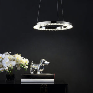 Safavieh MESSON, Modern 14-Inch Chrome LED Pendant Light - Adjustable, Sleek Design for Elegant Interiors PND4102A