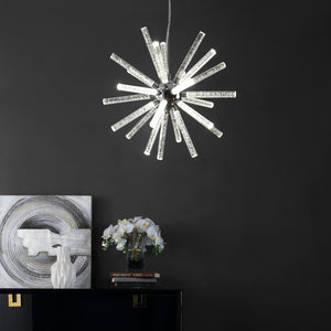 Safavieh GEMA, Modern 19-Inch LED Pendant Light, Chrome & Iron, Adjustable Height for Stylish Spaces PND4103A
