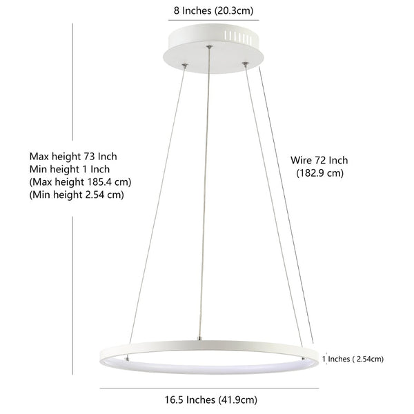 Safavieh BREMI, Modern LED Pendant Light, 16.5" Adjustable White Fixture for Dining & Living Spaces PND4104A
