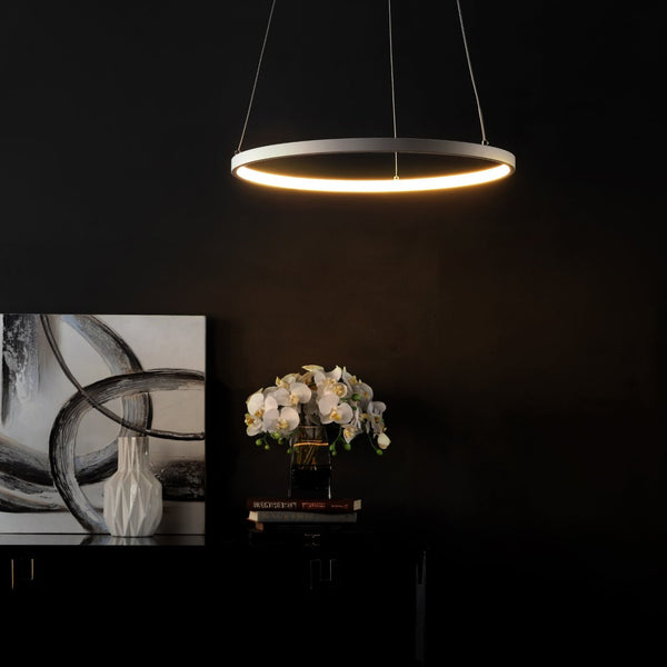 Safavieh BREMI, Modern LED Pendant Light, 16.5" Adjustable White Fixture for Dining & Living Spaces PND4104A