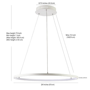Safavieh PORTA, 24-Inch Extendable LED Pendant Light in White Aluminum for Modern Home Décor & Style PND4105A