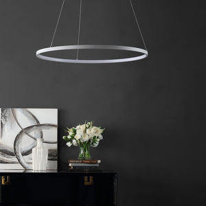 Safavieh PORTA, 24-Inch Extendable LED Pendant Light in White Aluminum for Modern Home Décor & Style PND4105A