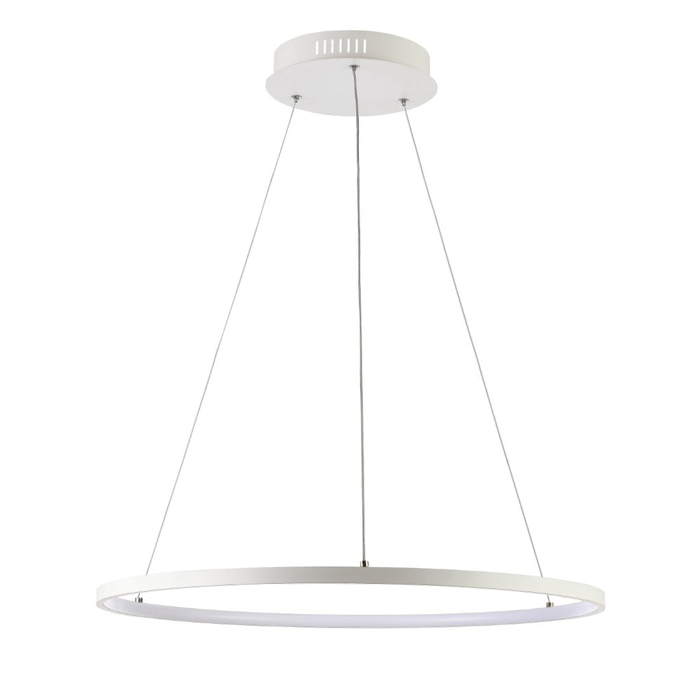 Safavieh PORTA, 24-Inch Extendable LED Pendant Light in White Aluminum for Modern Home Décor & Style PND4105A