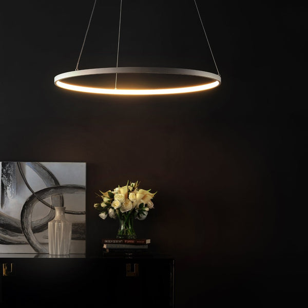 Safavieh PORTA, 24-Inch Extendable LED Pendant Light in White Aluminum for Modern Home Décor & Style PND4105A