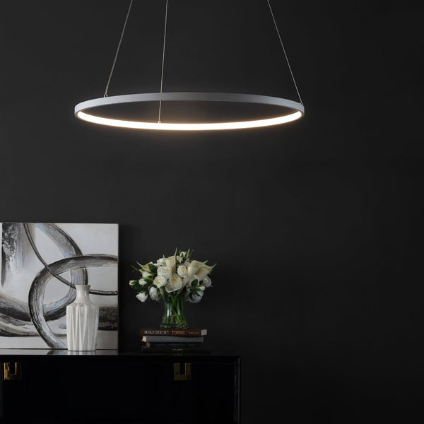 Safavieh PORTA, 24-Inch Extendable LED Pendant Light in White Aluminum for Modern Home Décor & Style PND4105A