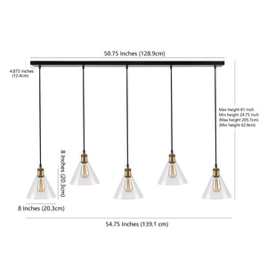 Safavieh PRESTA, 5-Light Extendable Pendant in Black/Gold Metal – Perfect for Dining, Kitchen, and Living Spaces PND4110A