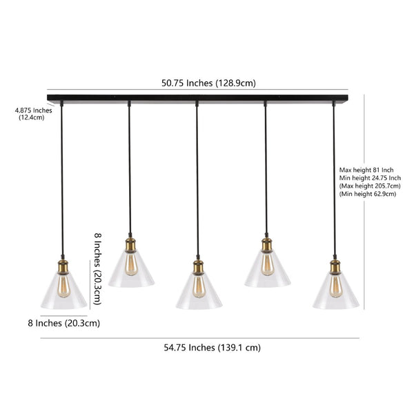 Safavieh PRESTA, 5-Light Extendable Pendant in Black/Gold Metal – Perfect for Dining, Kitchen, and Living Spaces PND4110A