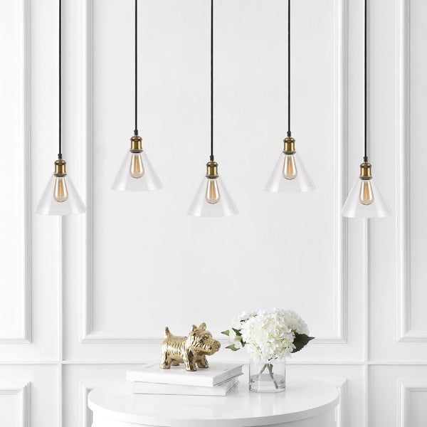 Safavieh PRESTA, 5-Light Extendable Pendant in Black/Gold Metal – Perfect for Dining, Kitchen, and Living Spaces PND4110A