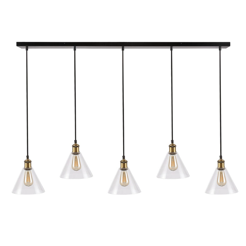 Safavieh PRESTA, 5-Light Extendable Pendant in Black/Gold Metal – Perfect for Dining, Kitchen, and Living Spaces PND4110A