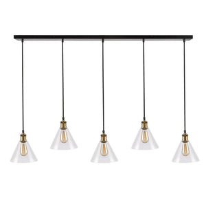 Safavieh PRESTA, 5-Light Extendable Pendant in Black/Gold Metal – Perfect for Dining, Kitchen, and Living Spaces PND4110A