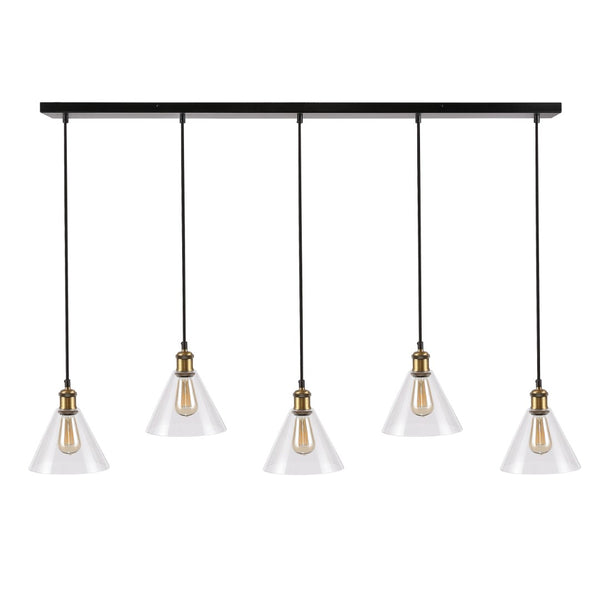 Safavieh PRESTA, 5-Light Extendable Pendant in Black/Gold Metal – Perfect for Dining, Kitchen, and Living Spaces PND4110A