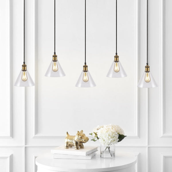 Safavieh PRESTA, 5-Light Extendable Pendant in Black/Gold Metal – Perfect for Dining, Kitchen, and Living Spaces PND4110A