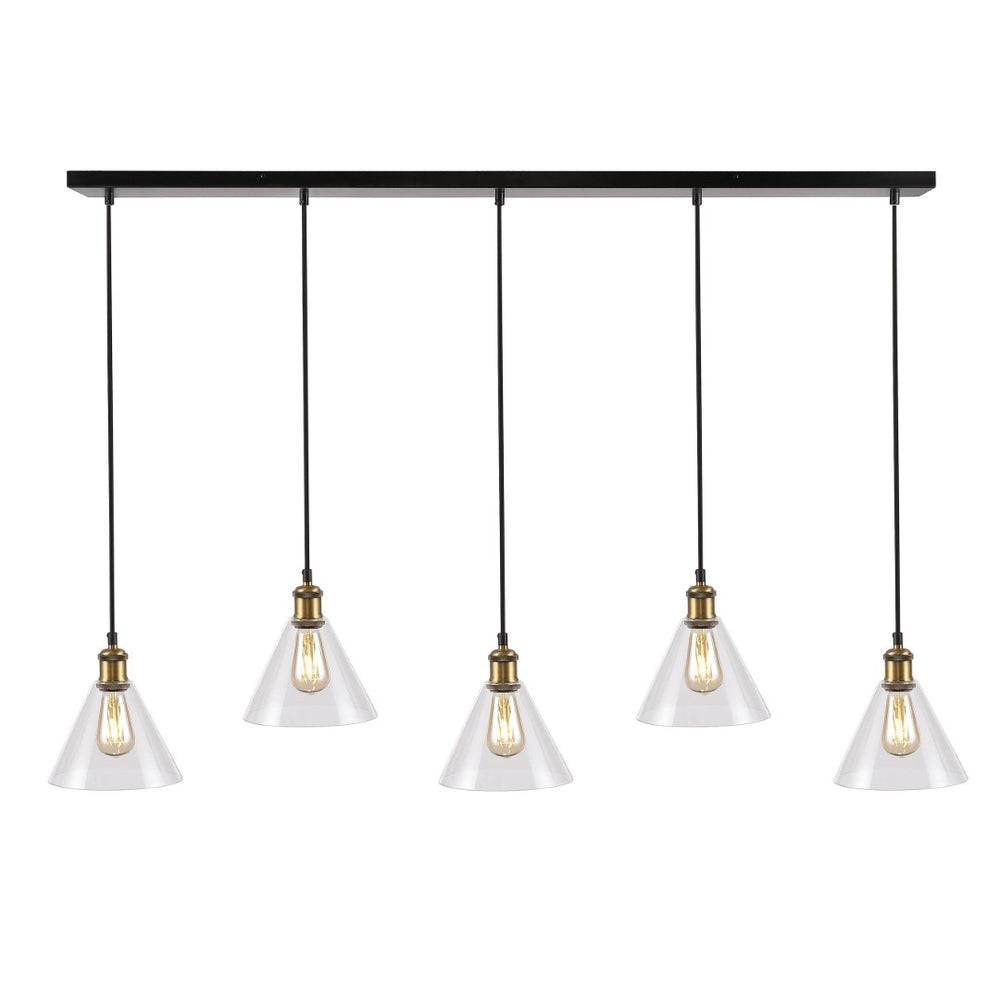 Safavieh PRESTA, 5-Light Extendable Pendant in Black/Gold Metal – Perfect for Dining, Kitchen, and Living Spaces PND4110A