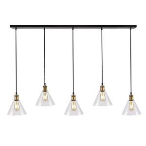 Safavieh PRESTA, 5-Light Extendable Pendant in Black/Gold Metal – Perfect for Dining, Kitchen, and Living Spaces PND4110A