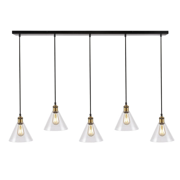 Safavieh PRESTA, 5-Light Extendable Pendant in Black/Gold Metal – Perfect for Dining, Kitchen, and Living Spaces PND4110A