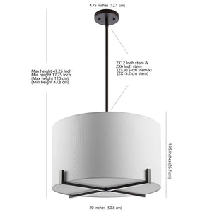 Safavieh TARLON, 3-Light Pendant, 20" Adjustable Oil-Rub Bronze Metal Fixture for Modern Home Décor PND4112A