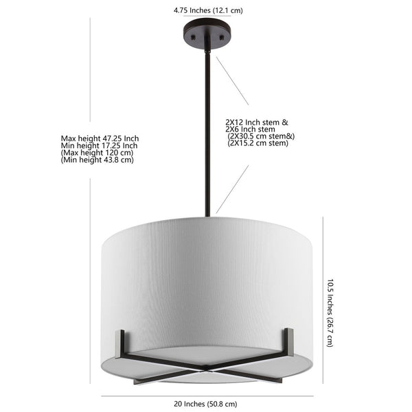 Safavieh TARLON, 3-Light Pendant, 20" Adjustable Oil-Rub Bronze Metal Fixture for Modern Home Décor PND4112A