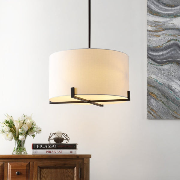 Safavieh TARLON, 3-Light Pendant, 20" Adjustable Oil-Rub Bronze Metal Fixture for Modern Home Décor PND4112A