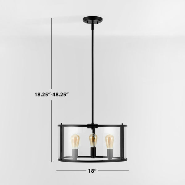 Safavieh MANLEN, MANLEN 3-Light Adjustable Pendant - Elegant Clear Glass & Bronze Metal Fixture for Modern Spaces PND4116A