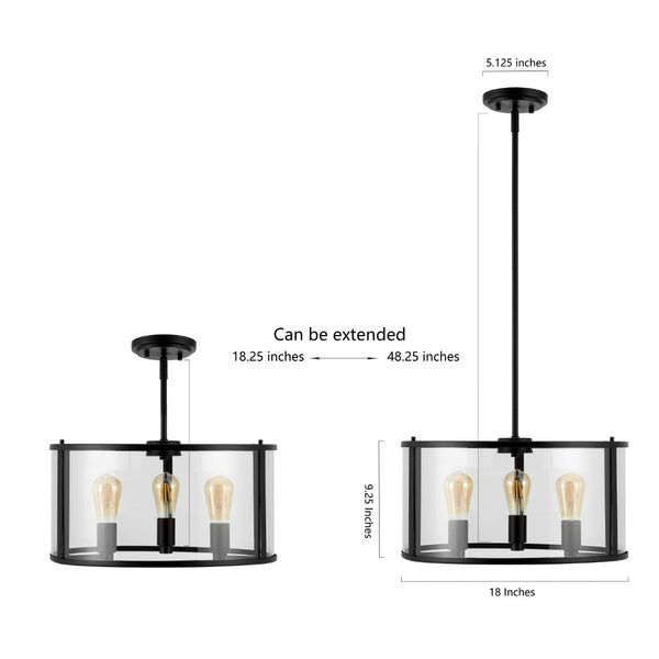 Safavieh MANLEN, MANLEN 3-Light Adjustable Pendant - Elegant Clear Glass & Bronze Metal Fixture for Modern Spaces PND4116A