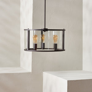 Safavieh MANLEN, MANLEN 3-Light Adjustable Pendant - Elegant Clear Glass & Bronze Metal Fixture for Modern Spaces PND4116A