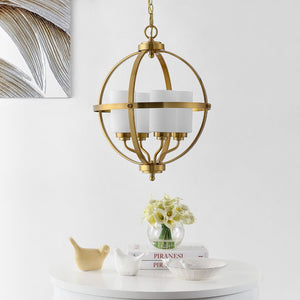 Safavieh FORLER, 4-Light Extendable Pendant in Brass and Glass - Perfect for Dining Rooms and Living Spaces PND4117A