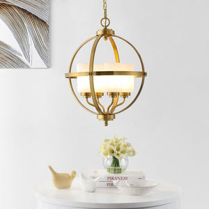 Safavieh FORLER, 4-Light Extendable Pendant in Brass and Glass - Perfect for Dining Rooms and Living Spaces PND4117A