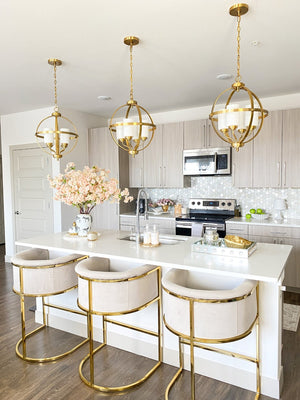 Safavieh FORLER, 4-Light Extendable Pendant in Brass and Glass - Perfect for Dining Rooms and Living Spaces PND4117A