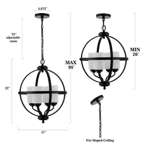 Safavieh FORLER, 4-Light Adjustable Pendant Light - Modern Black Metal & Glass Fixture for Stylish Spaces PND4117B
