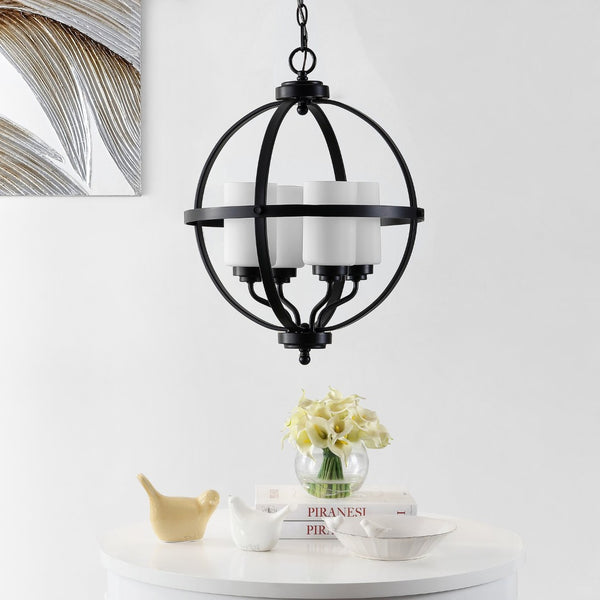 Safavieh FORLER, 4-Light Adjustable Pendant Light - Modern Black Metal & Glass Fixture for Stylish Spaces PND4117B
