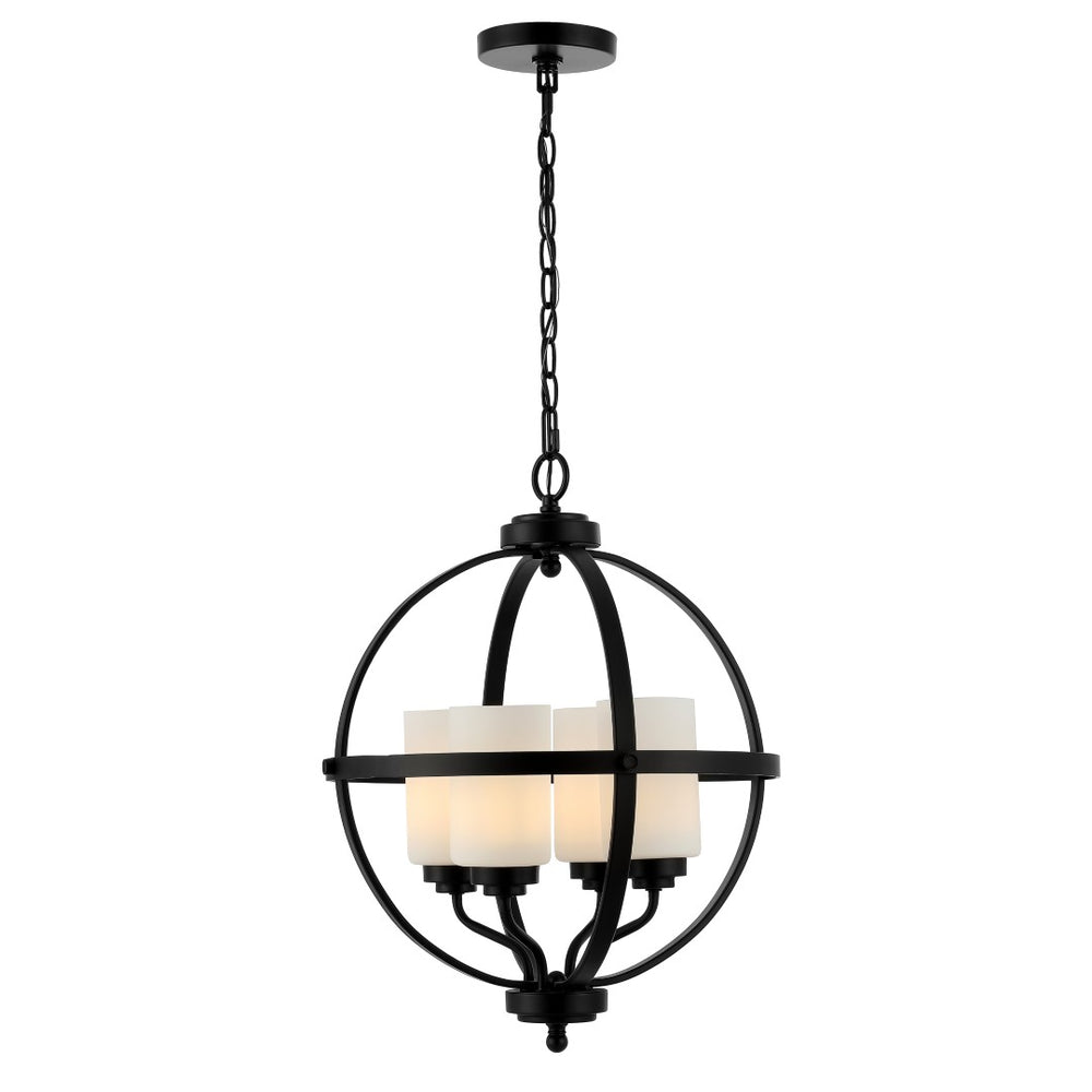 Safavieh FORLER, 4-Light Adjustable Pendant Light - Modern Black Metal & Glass Fixture for Stylish Spaces PND4117B